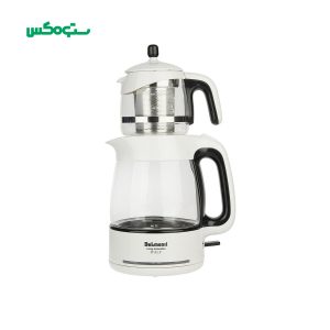 چای ساز دلمونتی مدل DL400 ظرفیت ۲.۵ لیتر با کتری شیشهای رنگ سفید